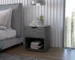 Light gray nightstand with drawer and open shelf in bedroom