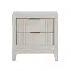 Antique White Nightstand with 2 Drawers – Modern Bedside Cabinet with Reeded Fronts