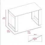 FCJ Aurora Wooden Gaming Desk Standing Computer Table with Metal Frame for Writing and Gaming – side view