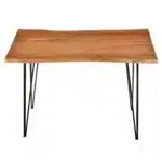 48" Solid Wood and Iron Dining Table with Brown Marble Top – side view
