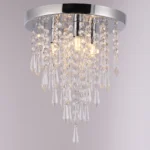 Modern Mini Crystal Chandelier, Flush Mount Ceiling Light with 3 G9 Bulbs, Elegant Pendant Lamp for Hallway, Living Room
