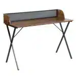 HMS 47" Brown and Black X-Shape Computer Desk Wood and Metal Office Desk – side view