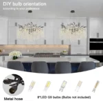 Black Tree Branches Chandelier, Modern Round K9 Crystal Lighting Fixture Chandelier for Living Room, Foyer,Kitchen Island