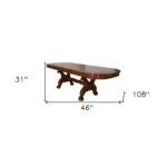 Dark Brown Solid Wood Free Form Double Pedestal Dining Table 46" – top view