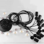 Vintage Industrial Multi-Arms Spider Pendant Lamp Black Metal Creative Ceiling Chandelier with Wire Hanging Light for
