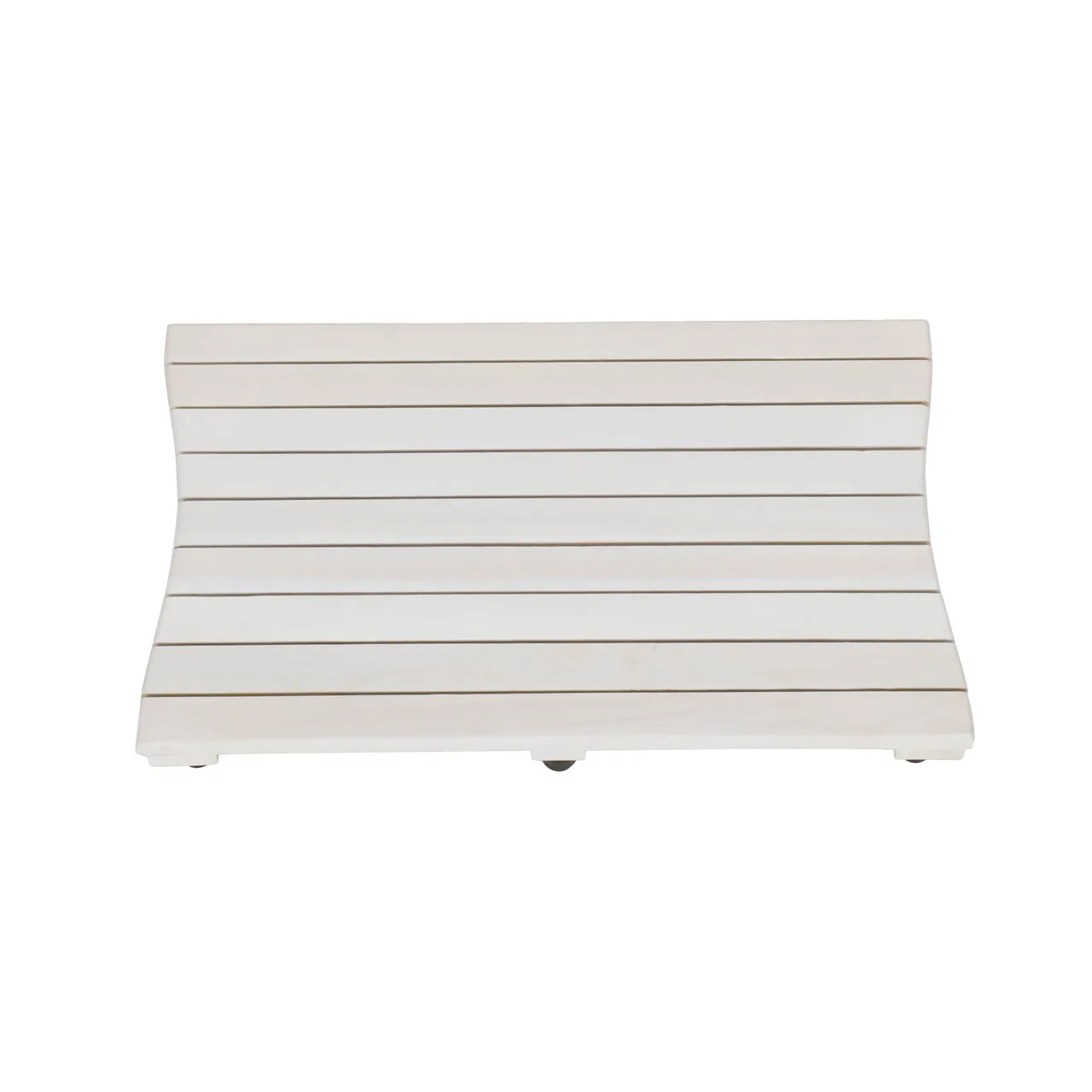 23" Luxury White Teak Slat Bath Mat Non-Slip TPR Microfiber and PVC Solid Pattern Bathroom Floor Mat