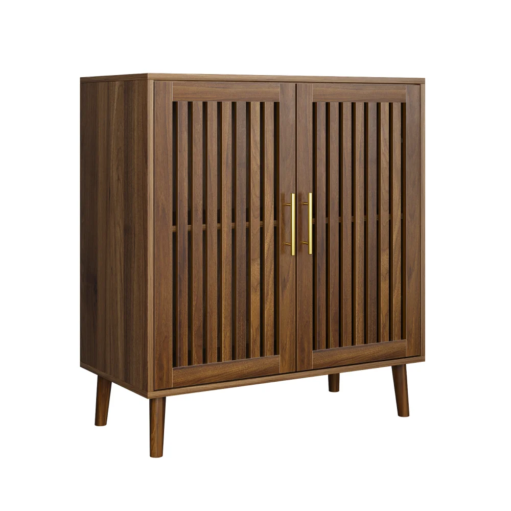 H0ee711f23d1440f4859ebe94bc4ce8fd7.webp Farmhouse-Style Wood Sideboard Buffet Cabinet with Louvered Doors for Home Bar Coffee Storage - Image 1