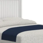 White ribbed solid wood California king bed frame from Goldoma with textured headboard and clean modern design