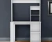 HMS 39" Portable White Wood Computer Desk with Hutch & Drawer for Hotels