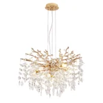 Modern Tree Branch Crystal Chandelier Luxury Gold Crystal Pendant Lighting 23.6" Contemporary 6 Light Chandeliers for