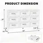 White 9 Drawer Dresser with Glossy Finish - Goldoma – side view