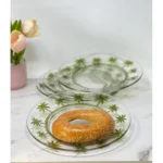 HMS Four-Piece Acrylic Palm Tree Service for Four Clear and Green Dinner Plate Set – top view