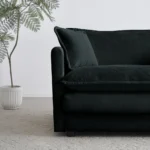 Goldoma Black Chenille Ottoman Footrest - soft chenille fabric, solid wood frame, versatile leg rest for living room sofa