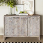 Accent Farmhouse Style 3 Door Wooden Cabinet Sideboard Buffet Server Cabinet Storage Cabinet, for Living Room - Image 3