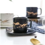 Coffee Mugs Marble Gold Inlay Mug Breakfast Mug Office Home Drinkware Milk Cup Dropshipping – side view