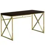 HMS 47" Espresso and Gold Computer Desk with Stylish Writing Surface – side view