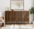 Mid century modern sideboard in walnut with grille-striped doors and ample storage