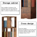 YQ FOREVER Wooden Bookshelve Bookshelf With Door Storage Rack Bookcase Living Room Furniture – top view