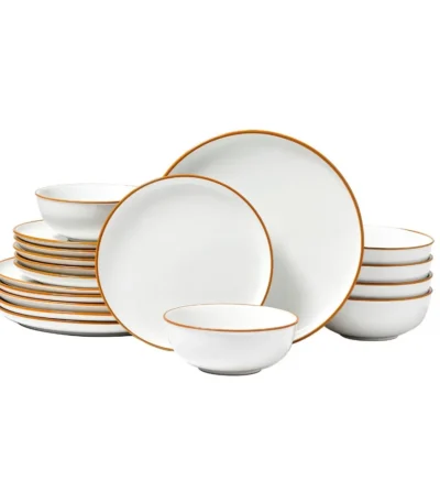Dinnerware Set,Service for 6 (18 PCS),Round Plates and Bowls Sets,Scratch Resistant Ceramic Dinner Ware,Dishwasher and