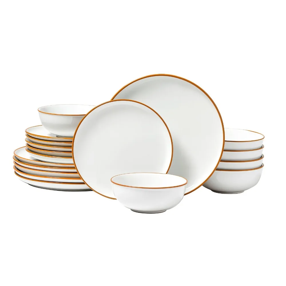Dinnerware Set,Service for 6 (18 PCS),Round Plates and Bowls Sets,Scratch Resistant Ceramic Dinner Ware,Dishwasher and