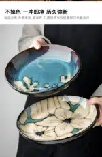 Chinese-style ceramic deep plate household salad plate disc personality plate creative old-fashioned hand-painted tableware