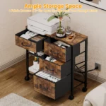 Hot Sale Brown Wood Grain Print 4-Drawer Mobile File Cabinet Open Storage Shelf Rolling Printer Stand Fitted for A4 Letter
