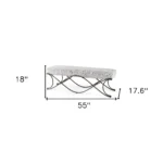 Goldoma 55-Inch Dark Gray Chenille Upholstered Bench with Nickel Metal Base – styled in a modern Ottomans & Benches