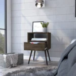 Dark walnut nightstand with one drawer and open shelf – Otom modern bedroom storage furniture by Goldoma