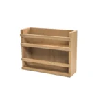 Goldoma wall mounted spice rack with rotating wood and PP shelves holding spice jars in a kitchen