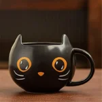 300ml Creative Cute Black Cat Cup Ceramic Coffee Mug with Handle Halloween Magic Hat Tea Milk Cup Family Couples Friend Kid
