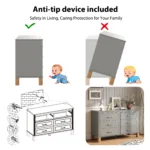 6-Drawer Double Dresser Gray with Metal Handles and Solid Wood Legs – top view