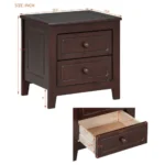 Modern 2-drawer nightstand with eco-friendly MDF and solid wood for bedroom storage