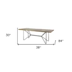 84-inch solid wood dining table with black metal trestle base in natural finish