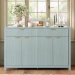 Sideboard Buffet Cabinet with 2 Drawers & 4 Doors Adjustable Shelves -Pattern Design for Dining Room Living Room - Image 8