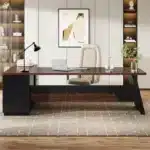 L-Shaped Executive Desk, 78" Modern Office Desk with Drawers and Lateral File Cabinet, Large Computer Desk with Storage