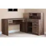 HMS 63 Brown L-Shape PC & Gaming Desk with Eight Drawers & Bookshelf Simple Design Office Computer Table – base