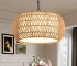 18-inch farmhouse pendant light with adjustable height, boho woven jute rope hanging ceiling light fixture in a rustic