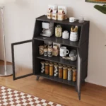 Small Space Living Room Bamboo Sideboard Kitchen Storage Rack with Tea and Wine Cabinet Wall-mounted Locker for Home Use - Image 2