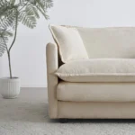 Goldoma modular chenille ottoman footrest in beige - versatile footrest for living room