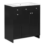30-Inch Black Bathroom Vanity Ceramic Sink Combo Rich Storage Cabinet 2 Soft Close Doors Double Deep Drawers Unavailable