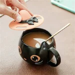 300ml Creative Cute Black Cat Cup Ceramic Coffee Mug with Handle Halloween Magic Hat Tea Milk Cup Family Couples Friend Kid