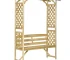 Natural acacia wood outdoor garden bench in a lush garden setting