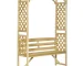 Natural acacia wood outdoor garden bench in a lush garden setting