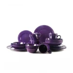 Certified Safe Family Dining Set of Embossed Colored Ceramic Tableware Includes Bowl and Oval Platter Stone Tool Tableware