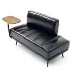 Goldoma 55-inch modern swivel ottoman with hidden storage in black faux leather - multi-functional living room bench