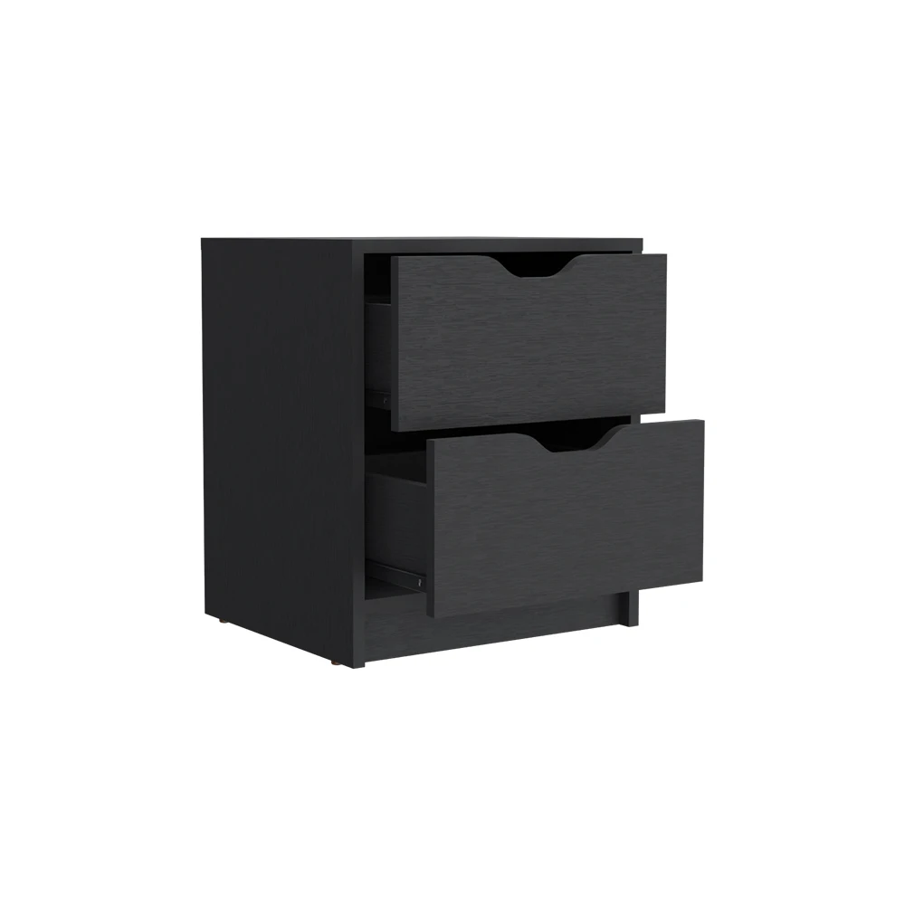 Two-Drawer Nightstand Black Wengue Finish