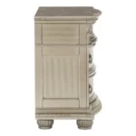 Goldoma modern nightstand with genuine marble top and three silver drawers in bedroom