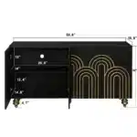 Modern Fluted Sideboard Buffet with Storage, Curve Element with Strict Lines, 4 Doors Storage Cabinet with Adjustable