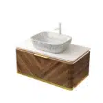 [US Stock] 36" Floating Plywood Bathroom Vanity Storage Cabinet + Sensor Light Sintered Stone Fast Shipping From US 1 Piece