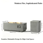 Goldoma 50k BTU fire pit with natural gas flames on a patio
